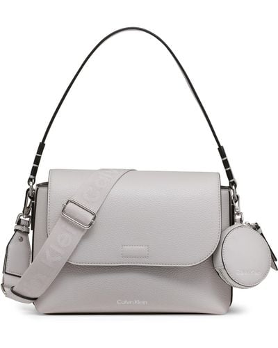 Calvin Klein Millie 2 In 1 Flap Shoulder Bag & Crossbody - Gray