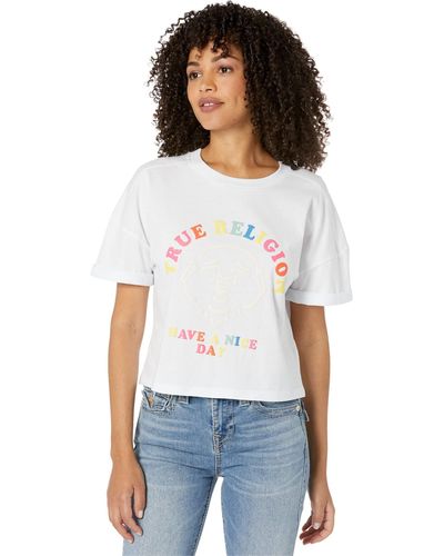 True Religion Nice Day Rocker Bündchen T-Shirt - Weiß