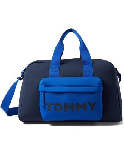 Tommy Hilfiger Elsie Ii Convertible Duffel Bold Logo Colour Block Nylon - Blue