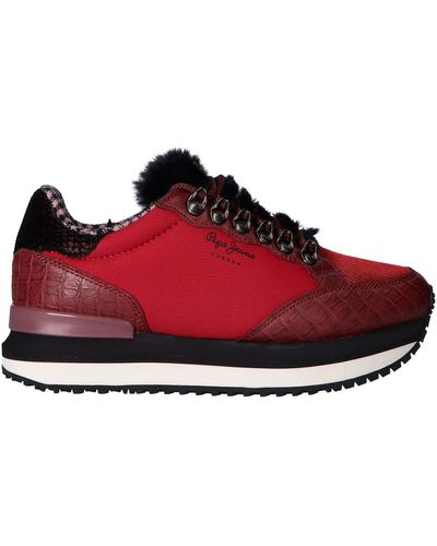 Pepe Jeans London Zion Fur Low-top Trainers - Red