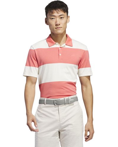 adidas Colorblock Rugby Stripe Polo Shirt Golf - Red