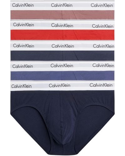 Calvin Klein Hip Brief 5Pk Calzoncillos de Cadera - Azul