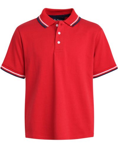 Ben Sherman Classic Fit Short Sleeve Pique Polo - Comfort Stretch Golf Shirt For - Red