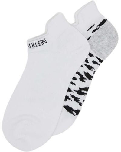 Calvin Klein Leopard Liner Socks Pack Of 2 Trainers - White
