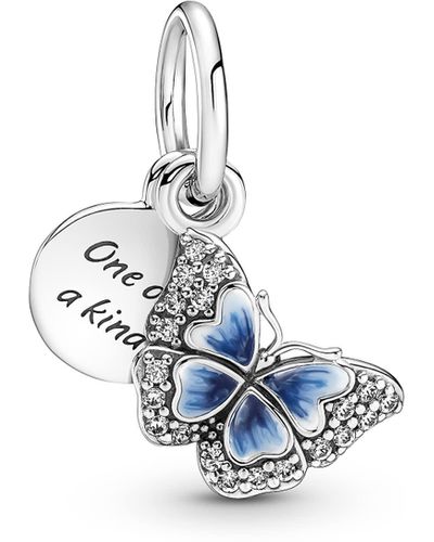 PANDORA MOMENTS Charm Anhänger "Blauer Schmetterling mit Nachricht" Silber 790757C01