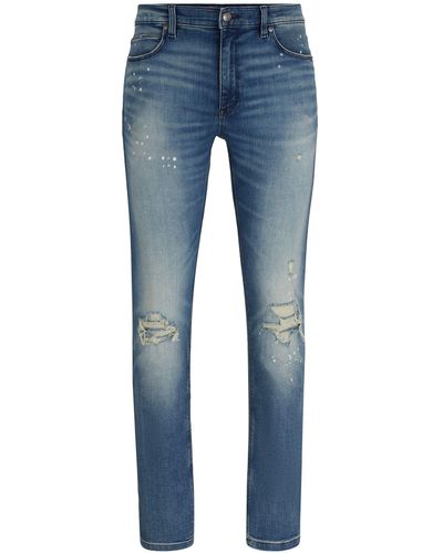 HUGO S 734 Extra-slim-fit Jeans In Blue Comfort-stretch Denim