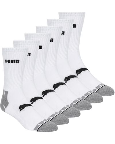PUMA 6 Pack Crew Socks - White