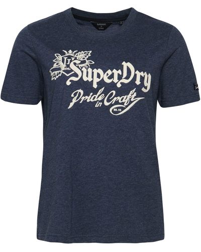 Superdry Vintage "Pride In Craft" T-Shirt Marineblau Meliert 38