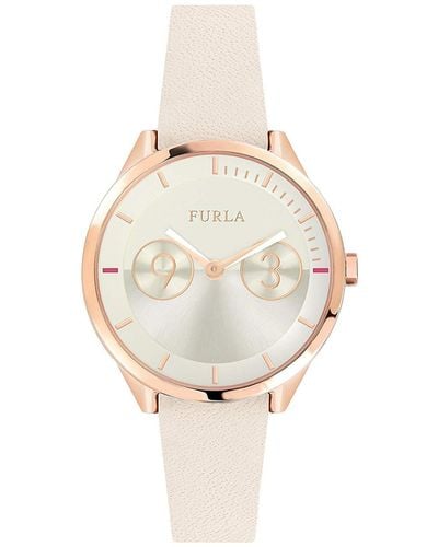 Furla Analog Quarz Uhr mit Leder Armband R4251102542 - Mettallic