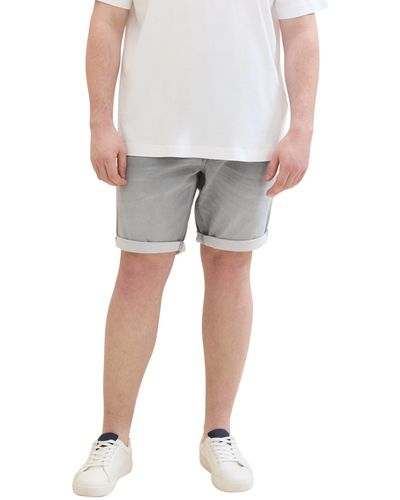 Tom Tailor Plussize Slim Jogg-Jeans Bermuda Shorts mit hohem Stretch - Grau