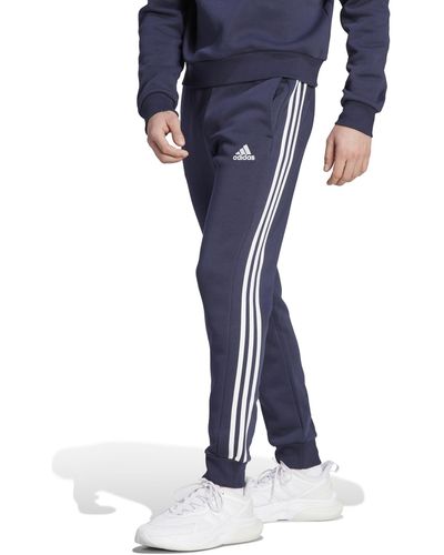 adidas Essentials Fleece 3-stripes Tapered Chet Broek - Blauw