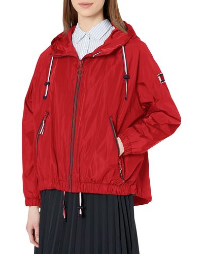 Tommy Hilfiger Iconic Hooded Windbreaker Jacket - Red