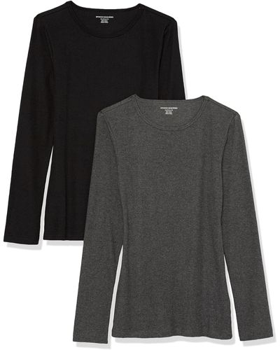 Amazon Essentials Slim-fit Layering Long Sleeve Knit Rib Crew Neck - Black