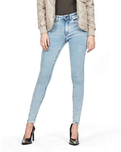G-Star RAW Lhana High Waist Super Skinny Jeans Voor - Blauw