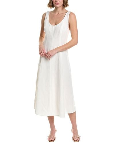 Vince Paneled Linen-blend Midi Dress - White