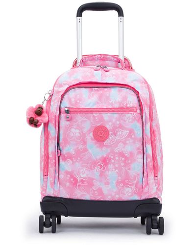 Kipling New Zea Printed 15"" Laptop Rolling Backpack Garden Clouds - Pink