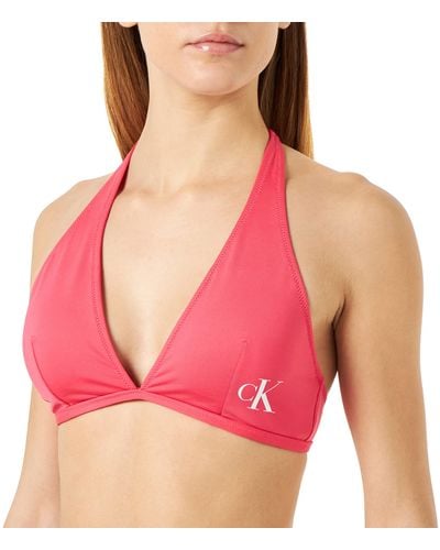 Calvin Klein Halterneck Triangle-Rp para Mujer - Rosa