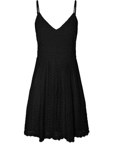 Vero Moda Vmhoney Lace Pleated Singlet Dress Wvn - Black