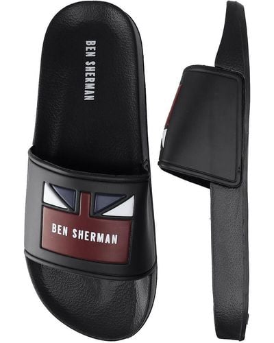 Ben Sherman Union Slip-on Black Synthetic S Sliders Bs21112_black_red