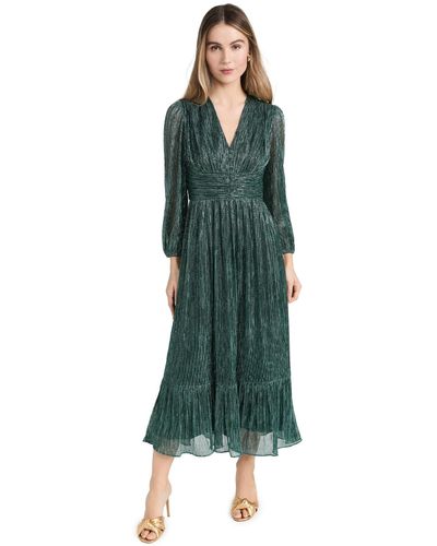 Shoshanna Clara Crinkle Chiffon Midi Dress - Green