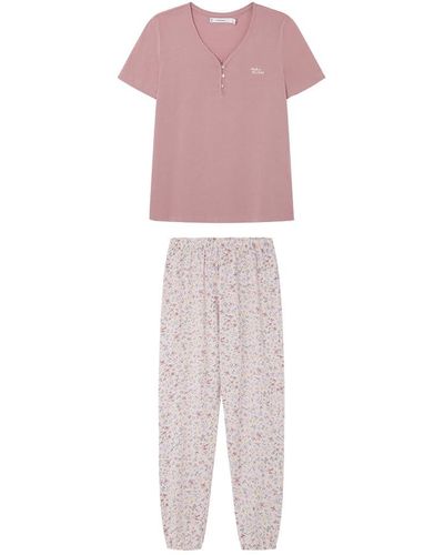 Women'secret Lange Pyjama Voor - Roze