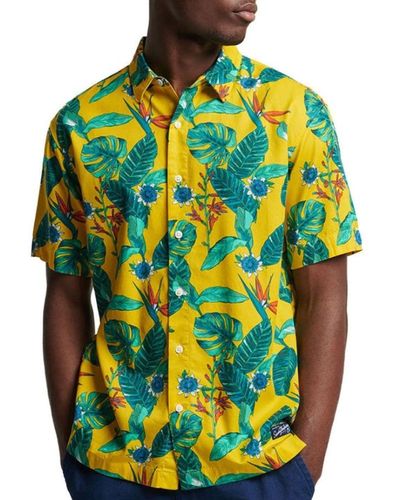 Superdry Vintage Hawaiian Button Down Shirt Voor - Blauw