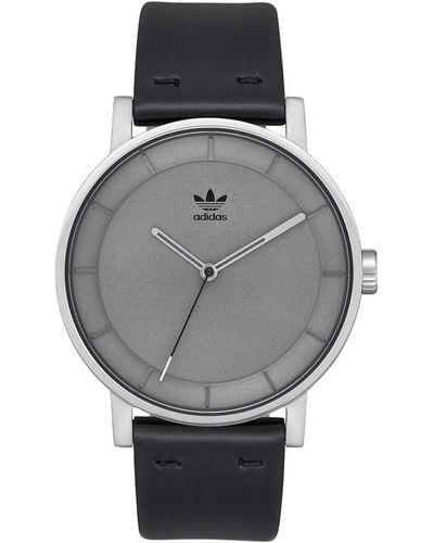 adidas Analog Quarz Smart Watch Armbanduhr mit Leder Armband Z08-2926-00 - Grau