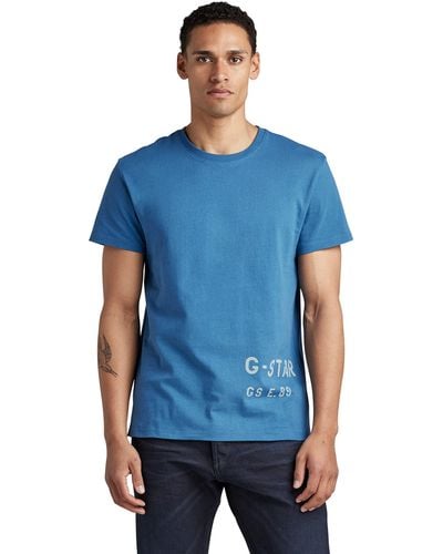 G-Star RAW Stencil Front Back Gr T-Shirt - Blu