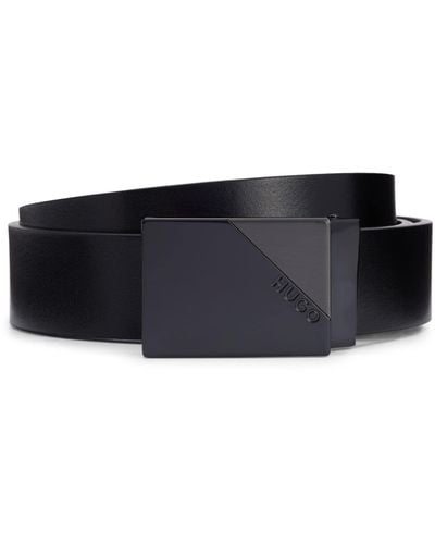 HUGO S Grora-g Gb35 Reversible Leather Belt With Pin And Plaque Buckles - Grey