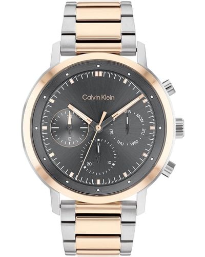 Calvin Klein Multi Zifferblatt Quarz Uhr für mit Zweifarbiges Edelstahlarmband - 25200064 - Mehrfarbig