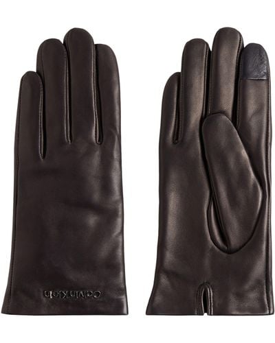 Calvin Klein Calvin Klein Handschuhe Leather Lederhandschuhe - Schwarz