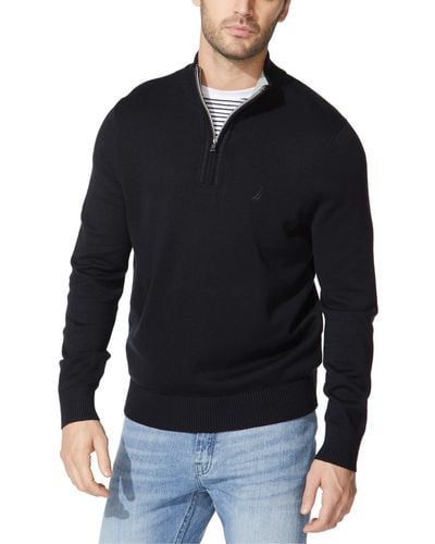 Nautica Mens Quarter-zip Sweater - Black