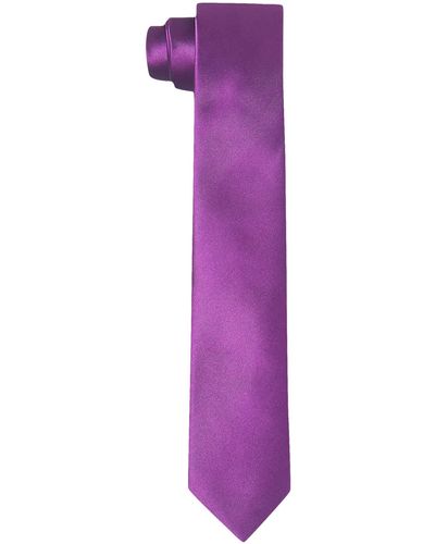 HIKARO Krawatte handgefertigt im Seidenlook 6 cm schmal - Violett - Lila