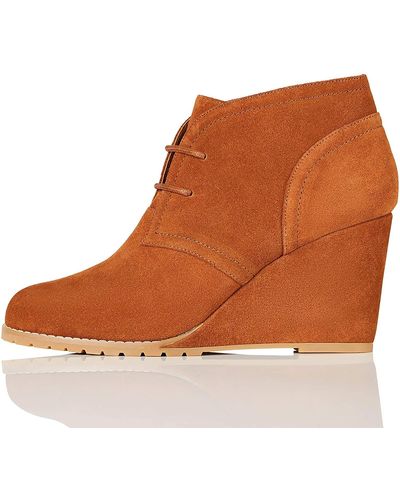 FIND Lace Up Wedge Bootie botines - Marron