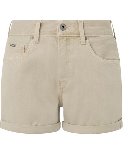Pepe Jeans Rechte Korte Hw Shorts - Naturel