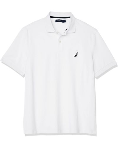 Nautica Short Sleeve Solid Cotton Pique Polo Shirt Poloshirt - Weiß