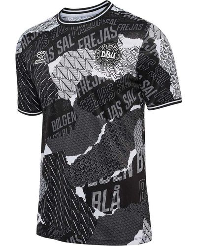 Hummel DBU Pre Game Jersey 24 schwarz-weiß Dänemark Aufwärmtrikot Denmark Shirt