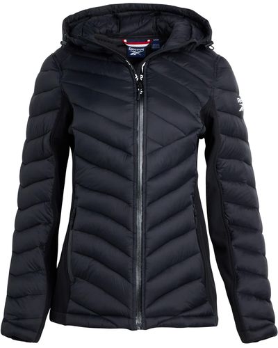 Reebok Lightweight Quilted Puffer Parka Coat With Flex Stretch Panels – Casual Jacket For - Black
