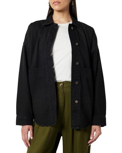 The Drop Pilar Long Denim Shirt Jacket Vestes - Noir