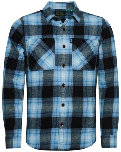 Superdry Vintage Check Overshirt Sweatshirt - Blue