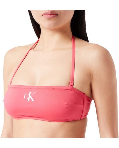 Calvin Klein Mujer Parte Superior de Bikini Bandeau con Relleno - Rosa