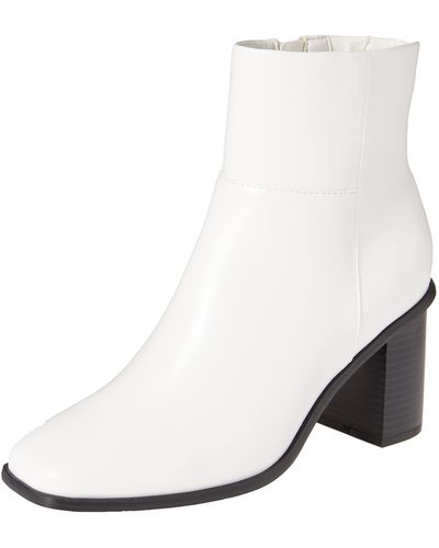 The Drop Ibita High Heel Side Zip Ankle Boot - White
