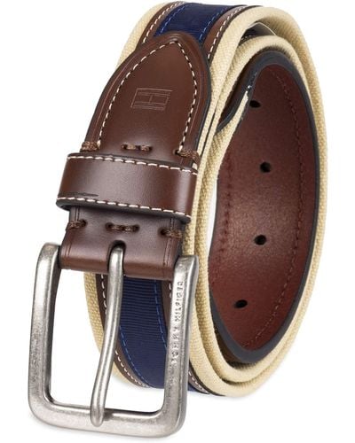 Tommy Hilfiger Men's Double-Loop Feather-Edge Belt