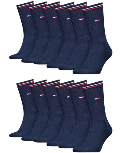 Tommy Hilfiger Lifestyle Crew Socken/lange Tennissocken für & 12-er Pack - Blau
