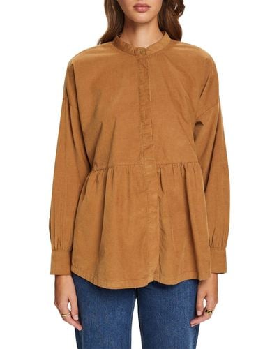 Esprit Corduroy Blouse Met Peplum - Oranje