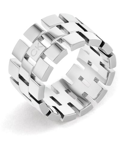 Calvin Klein Jewellery Stainless Steel Chain Link Ring Color: Silver - Metallic