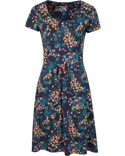 Mountain Warehouse Mountain Essentials Lora Skaterkleid für – Leichtes und Atmungsaktives Kleid mit Stilvollem Druck – Ideal für - Blau