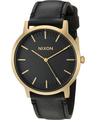 Nixon Analog Japanese Quartz Watch With Leather Calfskin Strap A1058513 - Multicolour