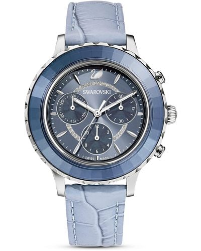 Swarovski Reloj Analógico para Mujer de Cuarzo con Correa en Cuero 5580600 - Azul