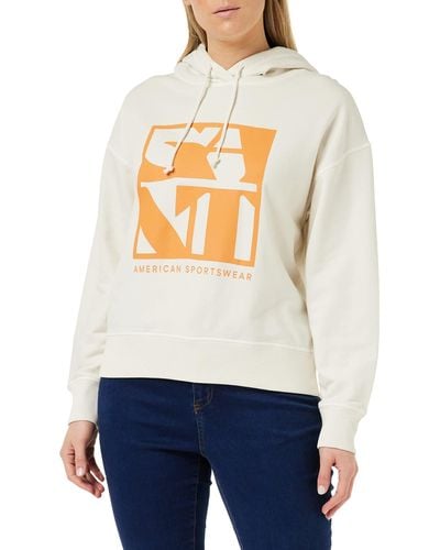 GANT D2. Quadrat Logo Hoodie Hooded Sweatshirt - Grey